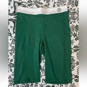 NEW ZARA GREEN LONG BIKE SHORTS SIZE M Saint Denis Match Tennis 10inch Stretch